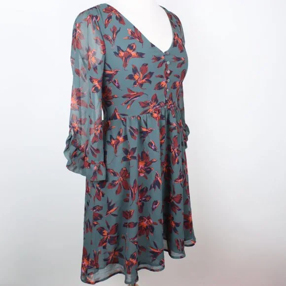 Madewell Womens Size 0 Moonblossom Ruffle-Sleeve Dress - Picture 3 of 6